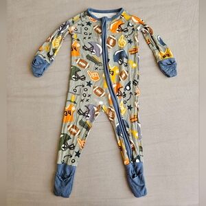 Little Sleepies Sports-Themed Footie Pajama - Blue, Orange, Gray